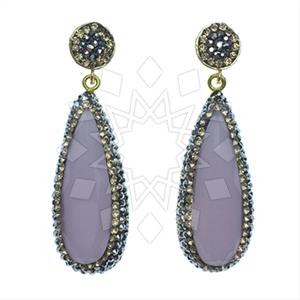 Fashion Gem and Crystals Single Drop Earrings