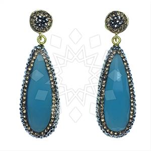 Fashion Gem and Crystals Single Drop Earrings