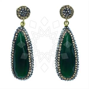 Fashion Gem and Crystals Single Drop Earrings