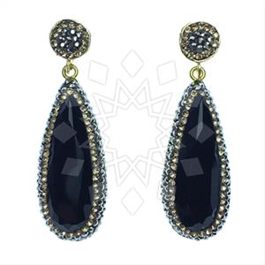 Fashion Gem and Crystals Single Drop Earrings