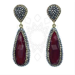 Fashion Gem and Crystals Single Drop Earrings