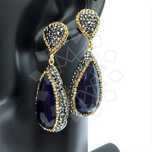 Fashion Gem and Crystals Single Drop Earrings