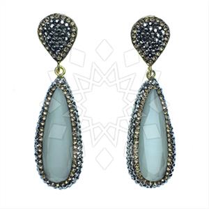 Fashion Gem and Crystals Single Drop Earrings