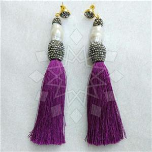 Fashion Gem and Crystals Tassel Earring