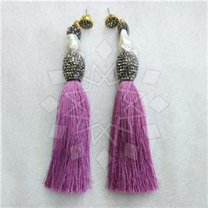 Fashion Gem and Crystals Tassel Earring
