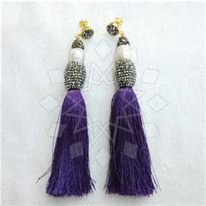 Fashion Gem and Crystals Tassel Earring