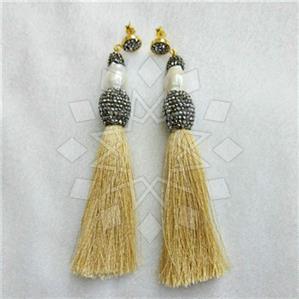 Fashion Gem and Crystals Tassel Earring