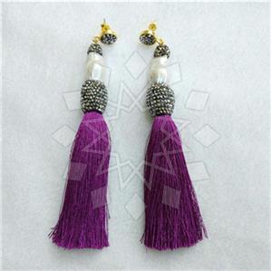 Fashion Gem and Crystals Tassel Earring