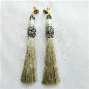 Fashion Gem and Crystals Tassel Earring