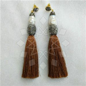 Fashion Gem and Crystals Tassel Earring