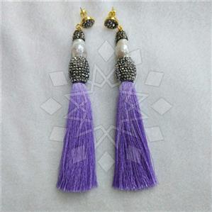 Fashion Gem and Crystals Tassel Earring