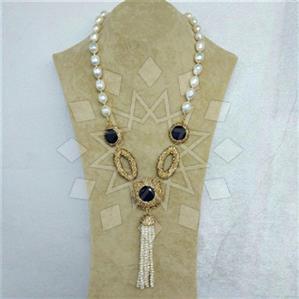 Fashion Gem and Crystals Tassel Necklace