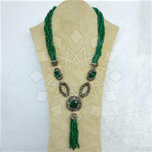 Fashion Gem and Crystals Tassel Necklace