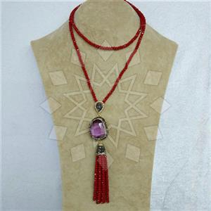 Fashion Gem and Crystals Tassel Necklace