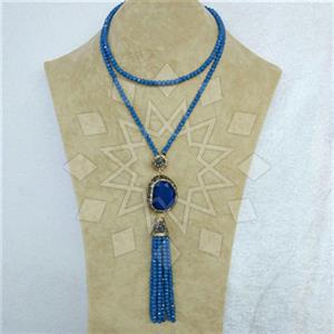 Fashion Gem and Crystals Tassel Necklace