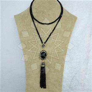 Fashion Gem and Crystals Tassel Necklace