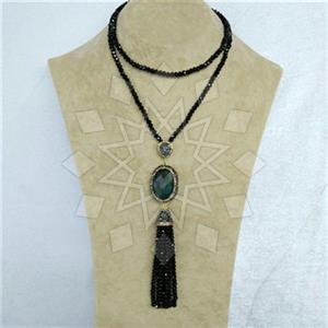 Fashion Gem and Crystals Tassel Necklace