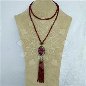 Fashion Gem and Crystals Tassel Necklace