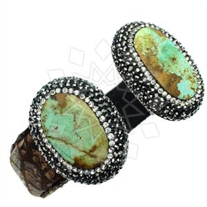 925 Sterling Silver Gem and Crystals Cuff Bracelets