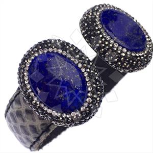 925 Sterling Silver Gem and Crystals Cuff Bracelets