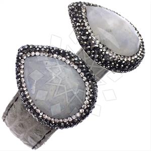 925 Sterling Silver Gem and Crystals Cuff Bracelets