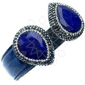 925 Sterling Silver Gem and Crystals Cuff Bracelets