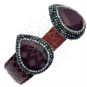 925 Sterling Silver Gem and Crystals Cuff Bracelets