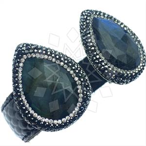 925 Sterling Silver Gem and Crystals Cuff Bracelets