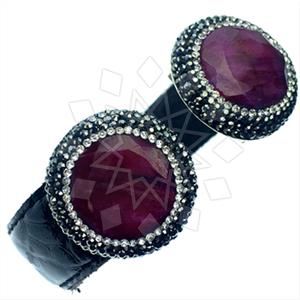 925 Sterling Silver Gem and Crystals Cuff Bracelets