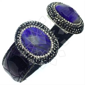 925 Sterling Silver Gem and Crystals Cuff Bracelets