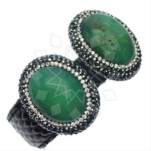 925 Sterling Silver Gem and Crystals Cuff Bracelets