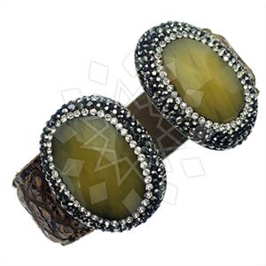 925 Sterling Silver Gem and Crystals Cuff Bracelets