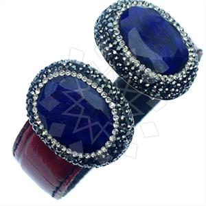 925 Sterling Silver Gem and Crystals Cuff Bracelets