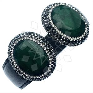 925 Sterling Silver Gem and Crystals Cuff Bracelets