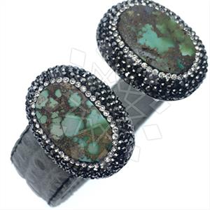 925 Sterling Silver Gem and Crystals Cuff Bracelets