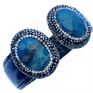 925 Sterling Silver Gem and Crystals Cuff Bracelets