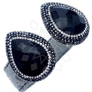925 Sterling Silver Gem and Crystals Cuff Bracelets