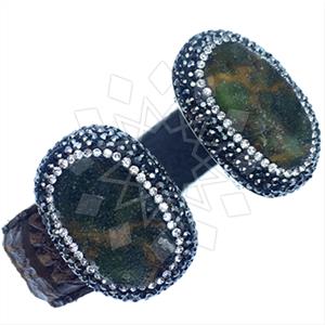 925 Sterling Silver Gem and Crystals Cuff Bracelets
