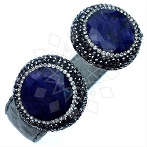 925 Sterling Silver Gem and Crystals Cuff Bracelets