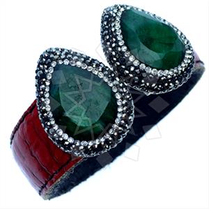 925 Sterling Silver Gem and Crystals Cuff Bracelets