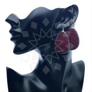 Leather and Crystal Pave Statement Earring