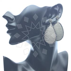 Leather and Crystal Pave Statement Earring