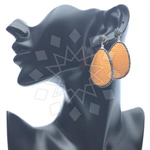 Leather and Crystal Pave Statement Earring