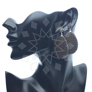 Leather and Crystal Pave Statement Earring
