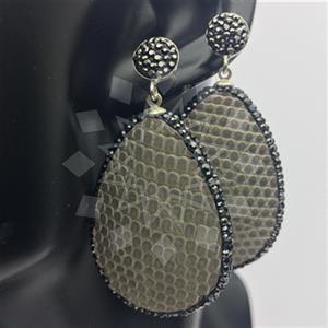 925 Sterling Silver Crystal Pave  Statement Earring
