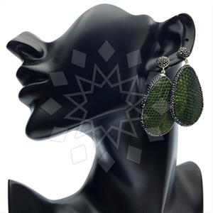 Leather and Crystal Pave Statement Earring