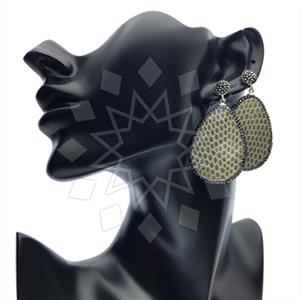 Leather and Crystal Pave Statement Earring