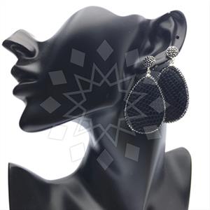 Leather and Crystal Pave Statement Earring