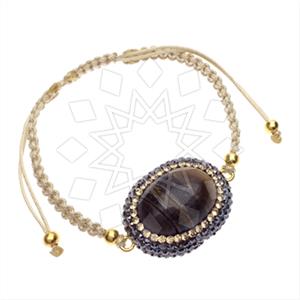 925 Sterling Silver Gem and Crystals Macrame String Bracelets