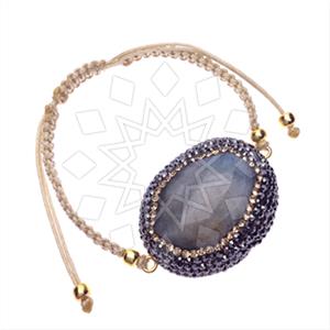 925 Sterling Silver Gem and Crystals Macrame String Bracelets